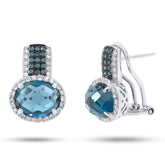 0.32ct Diamond & 5.04ct London Blue Topaz 14k White Gold Earring
